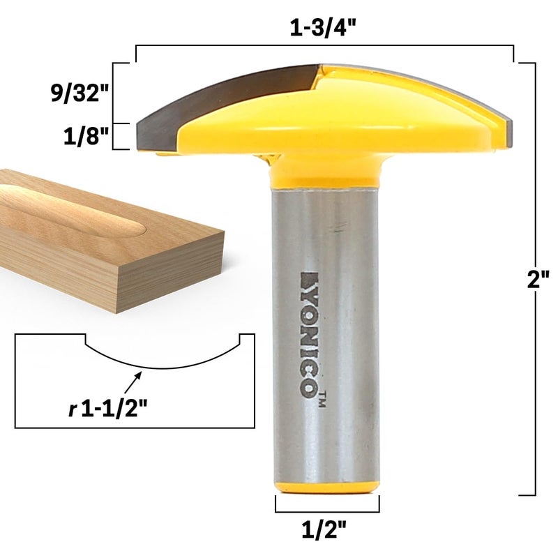 Yonico Horizontal Crown Router Bit 1-1/2-Inch Radius 1/2-Inch Shank 16170 - Image 2